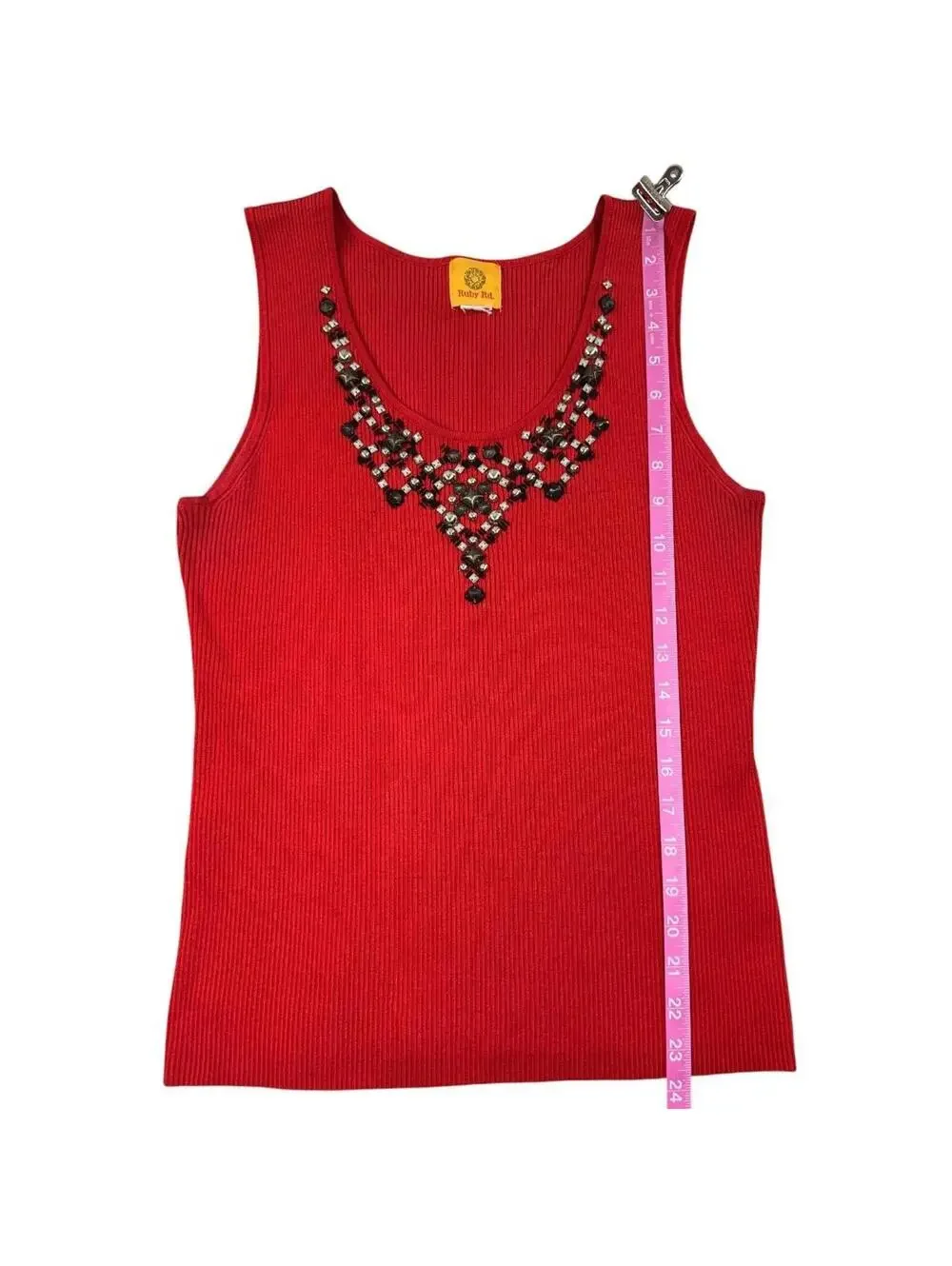 Y2K Ruby Rd. Red Ribbed Tank Top - Picture 6 of 8